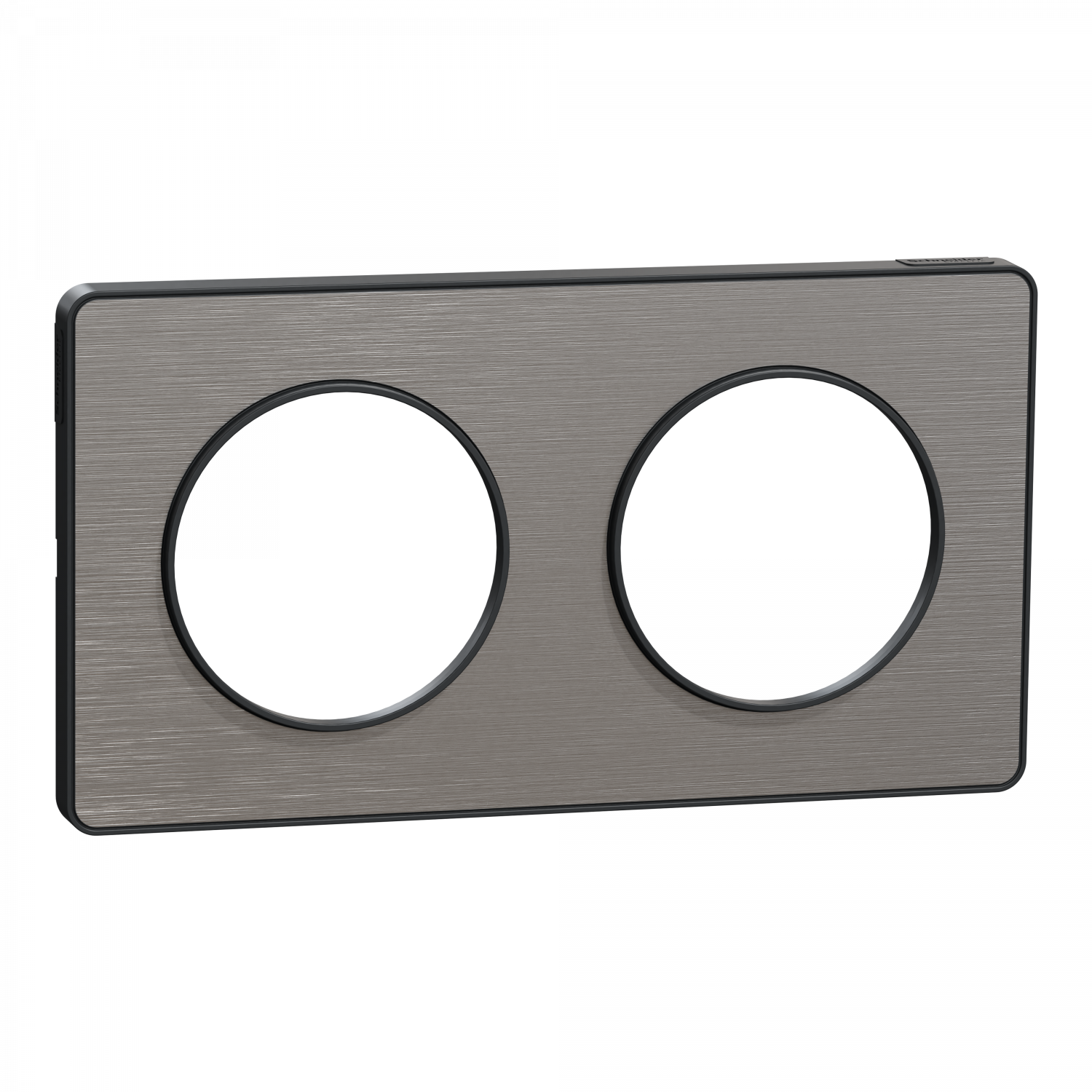 Odace Touch - plaque 2 postes horiz/vert 71mm aluminium brossé avec liseré anth