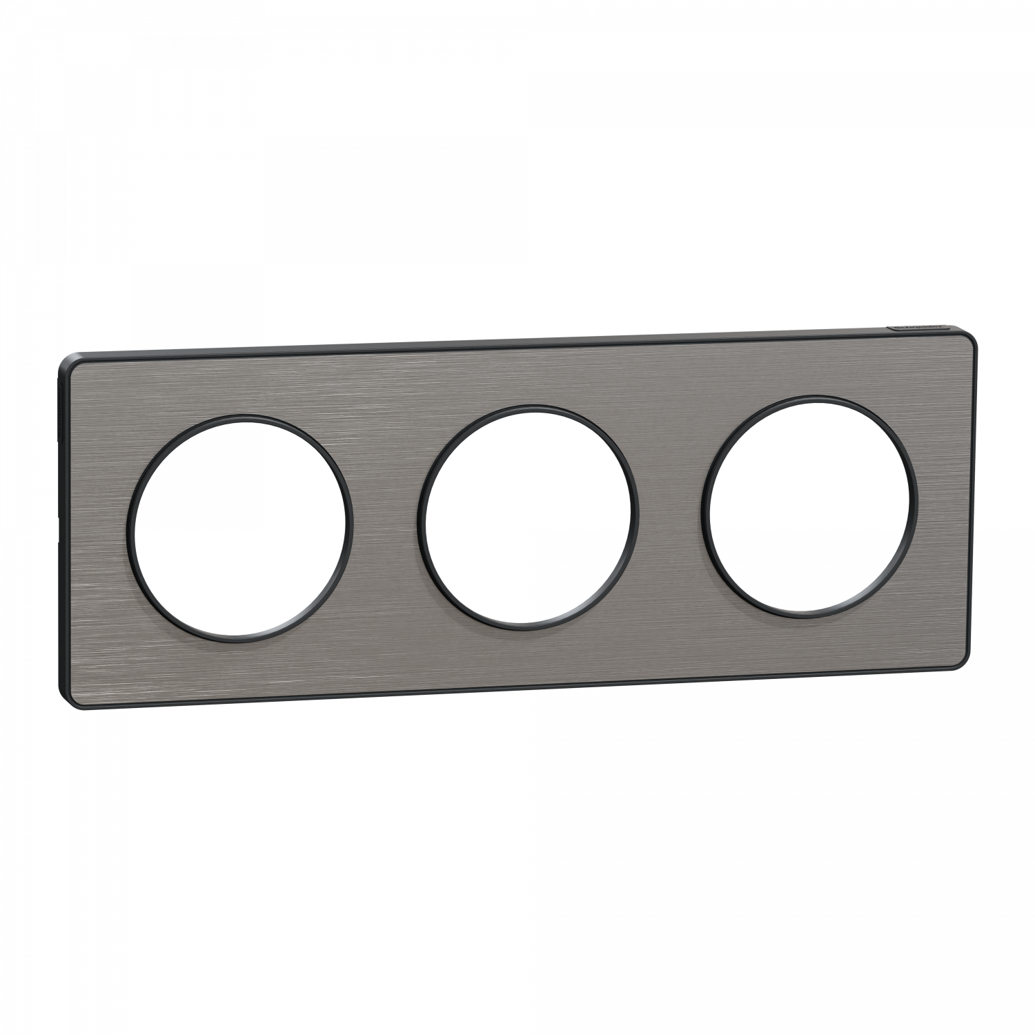 Odace Touch - plaque 3 postes horiz/vert 71mm aluminium brossé avec liseré anth