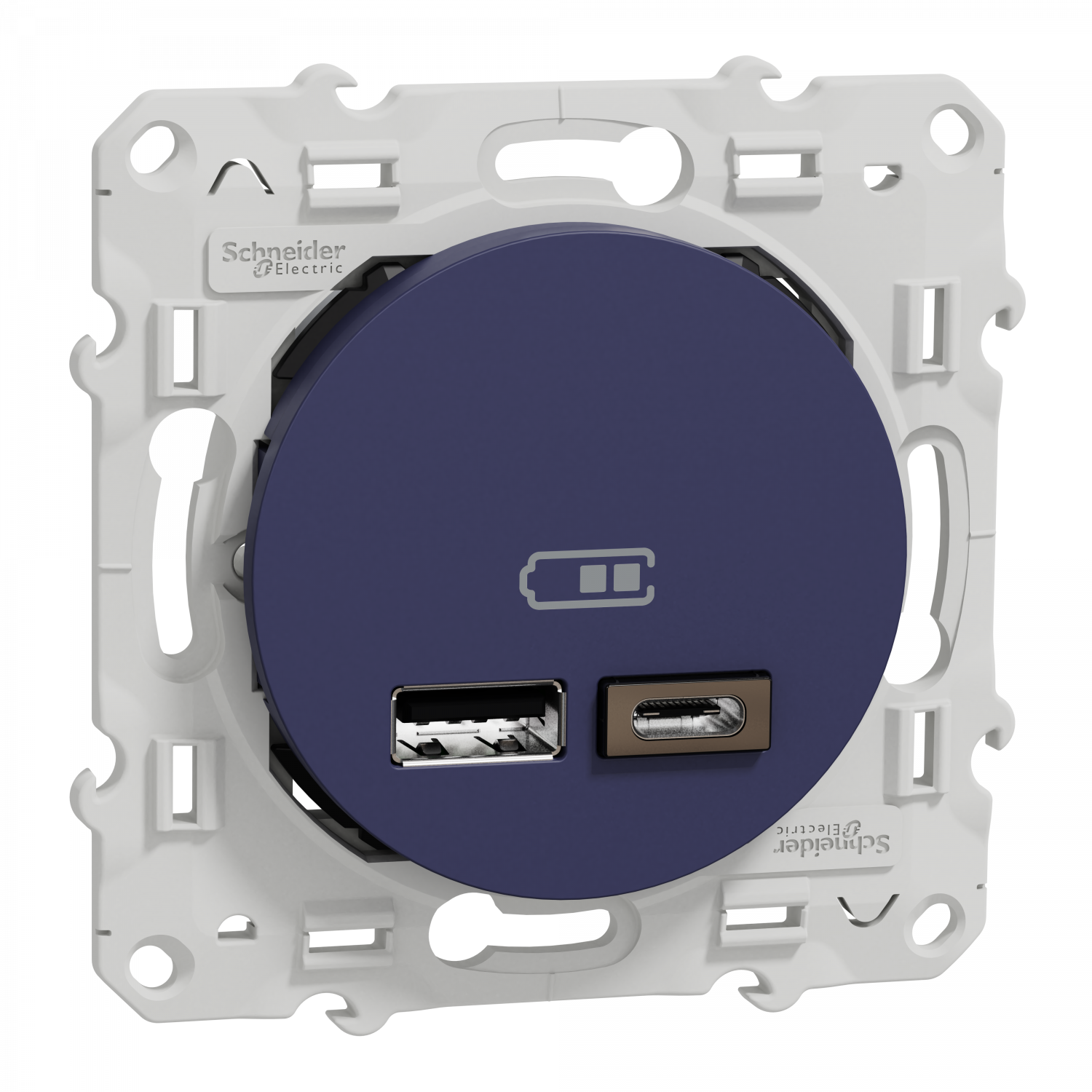 Odace - prise USB double - type A+C - cobalt - 5 Vcc - 2,4A