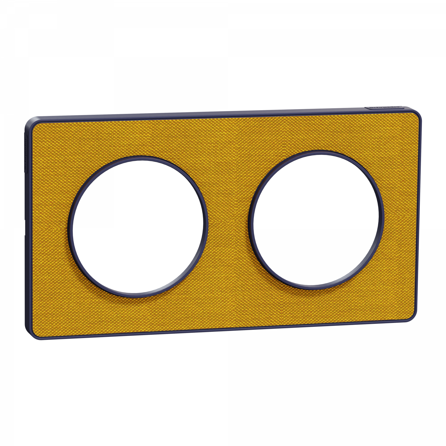 Odace Touch - plaque 2 postes hor/ver 71mm Kvadrat ocre avec liseré bleu cobalt