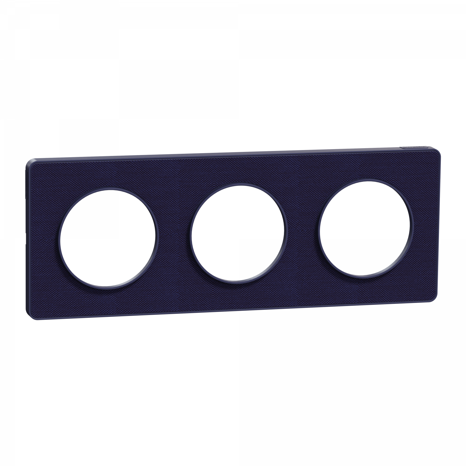 Odace Touch - plaque 3 postes horiz/ver 71mm Kvadrat roi avec liseré bleu cobalt