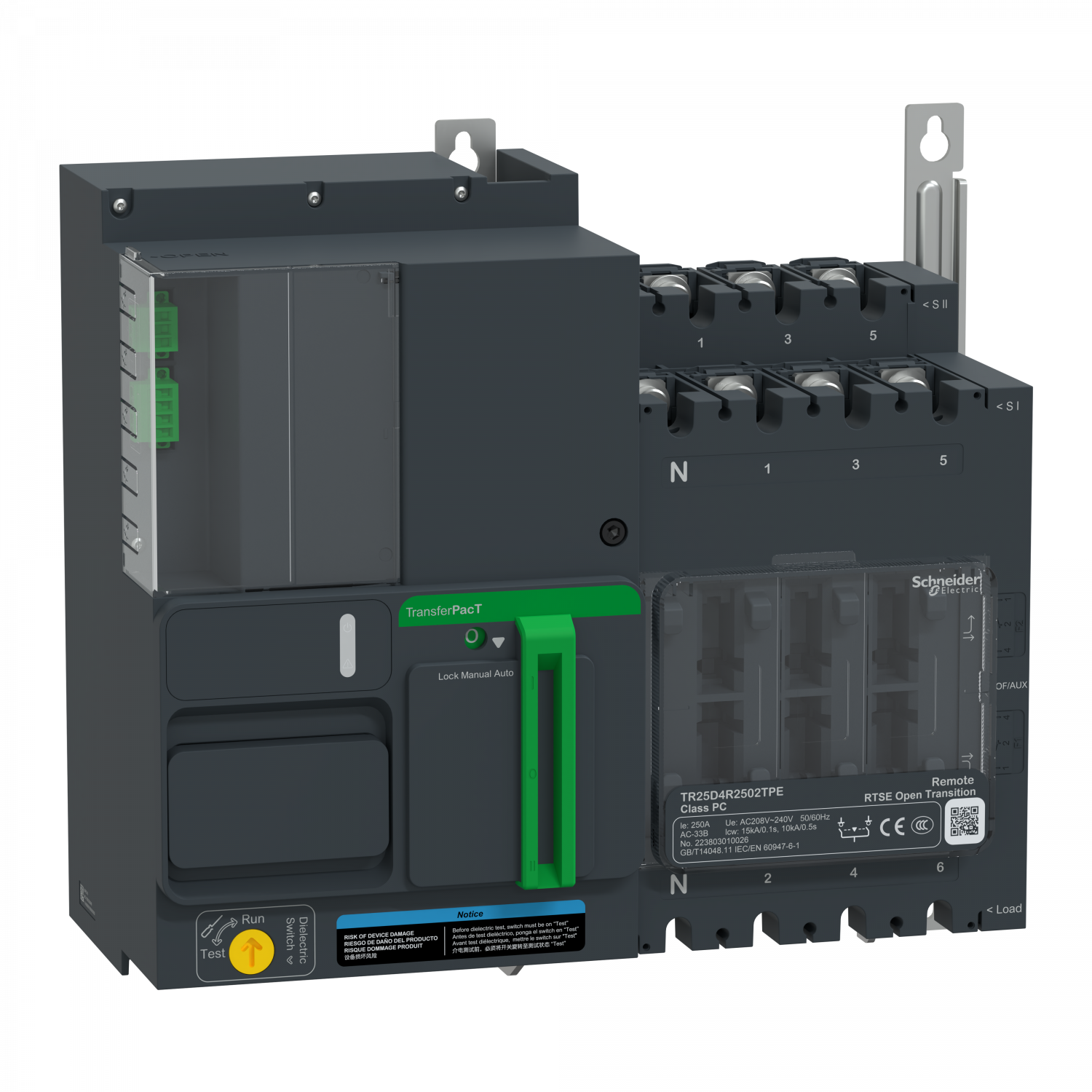 TransferPacT TR250 - inverseur de sources - télécommandé - 250A - 4P - 208Vca
