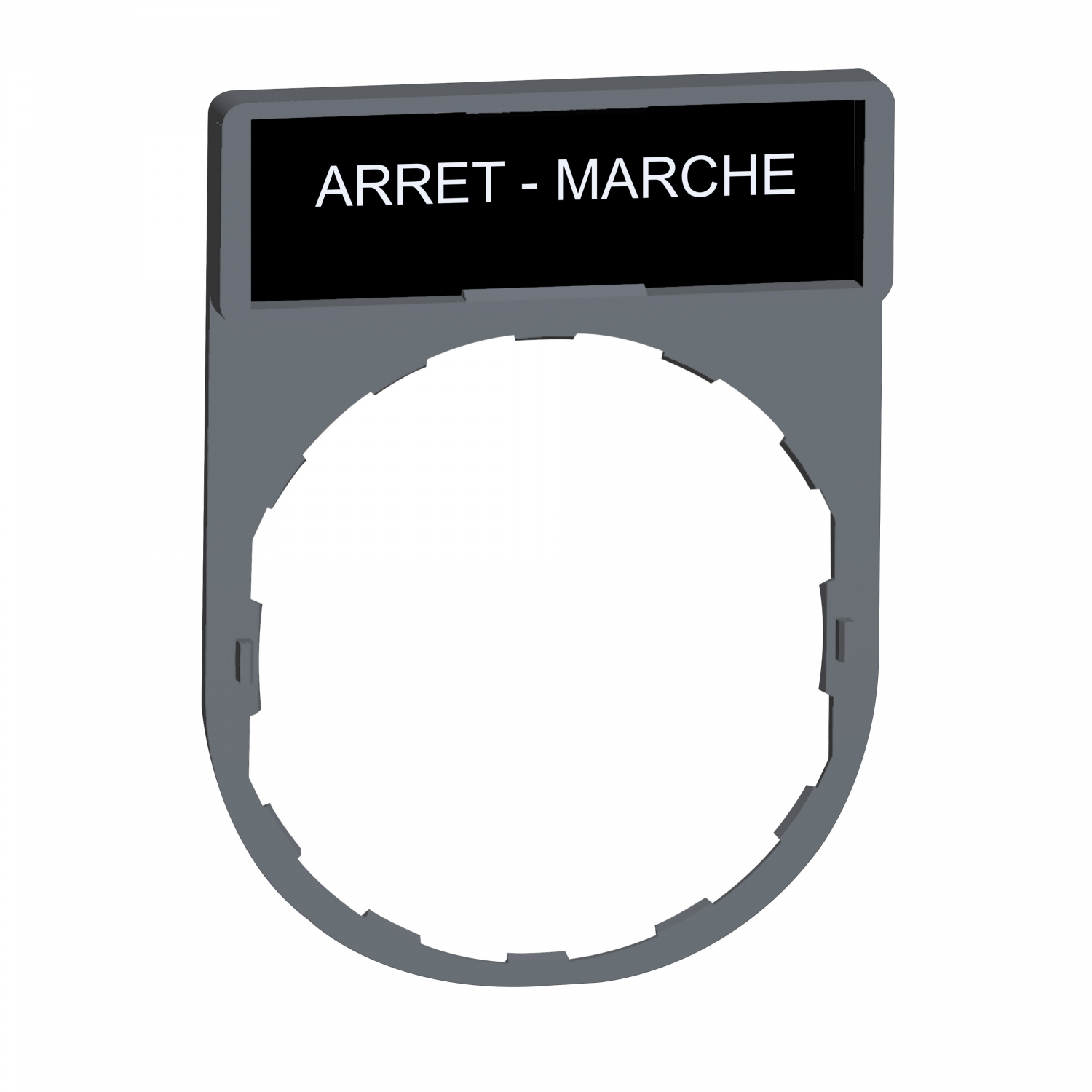 Harmony - porte-étiquette plate 30x40 - plast gris - avec étiq 8x27 ARRET-MARCHE