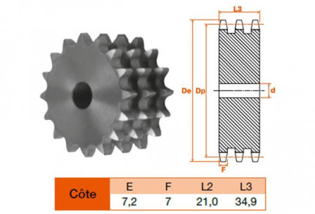 Disque 10 dents pas 12,7 triple