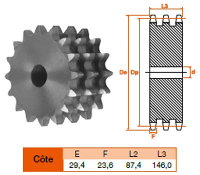 Disque 10 dents pas 50.8 triple