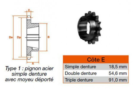 Pignon 11 dents pas 38,10 simple 2012