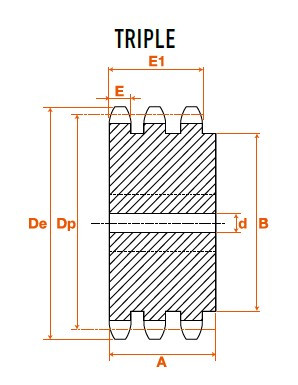 Pignon 09 dents pas 44,45 triple